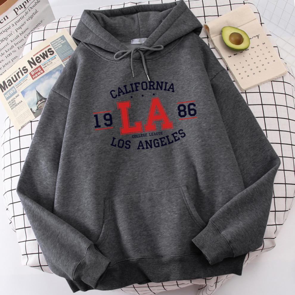 Sudadera con capucha estampada transfronteriza de Los Angeles para hombres y mujeres otoño e invierno más suéter de terciopelo alrededor de hoodie