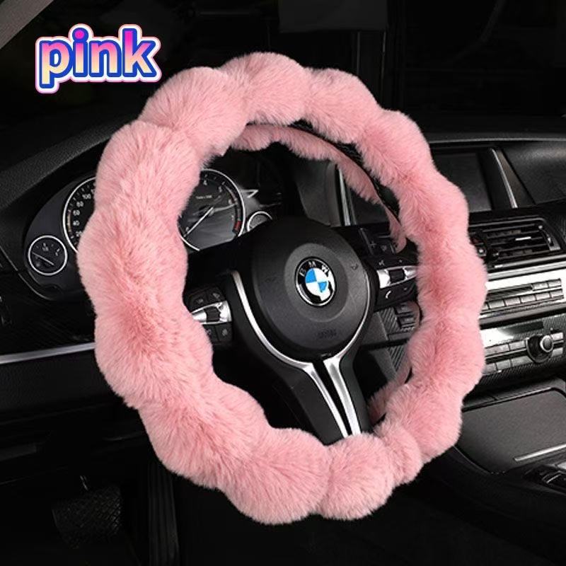 Amazon Cross-Border Labeling Bubble Plush Cartoon Car Sports Steering Wheel Non-Slip Short Hair Winter Warm Handle Cover