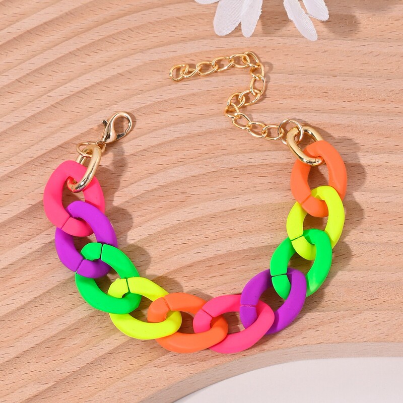 Candy Color Chain Bracelet Cross-Border Hot Selling Ins Stylish Exaggerated Hip-Hop Style Bracelet Dopamine Casual Bracelet for Women