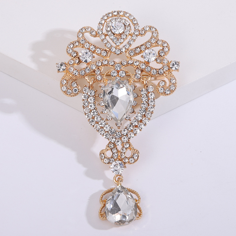 Broche de pingente com strass retrô criativo para comércio exterior transfronteiriço europeu e americano, corsage feminino de alta qualidade._voghion.com