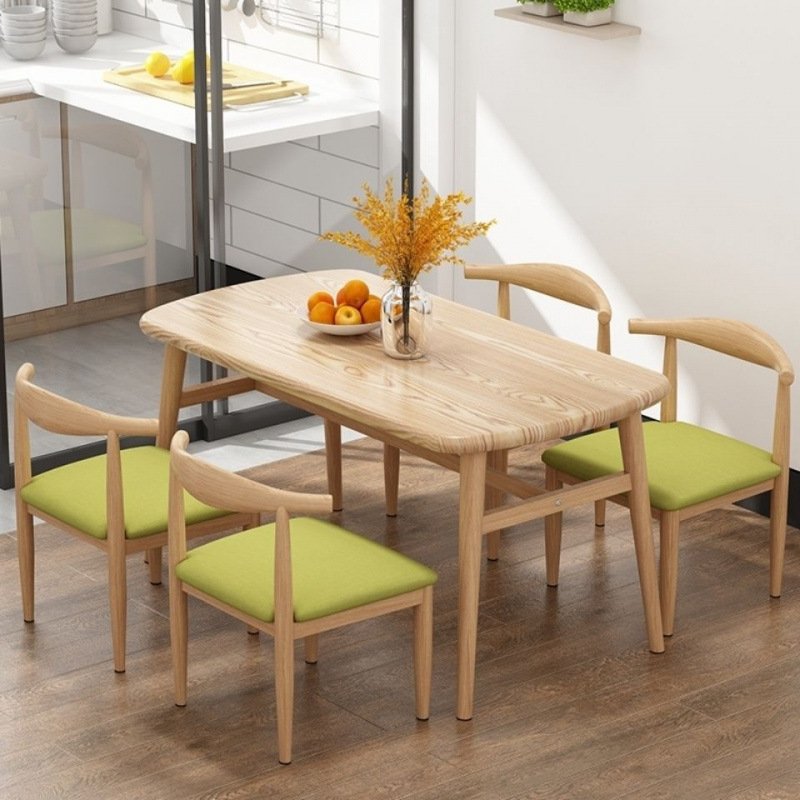 Small Apartment Dining Table and Chair Combination Home Rectangular Fast Food Table Modern Simple Restaurant Table and Chair Set Rental Room