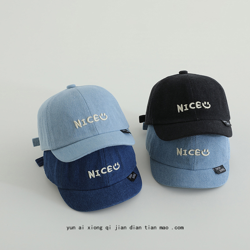 Primavera y otoño bonitos gorros de lengua de superposición gorras de béisbol de moda para niños y niñas, gorras de béisbol de mes pequeño