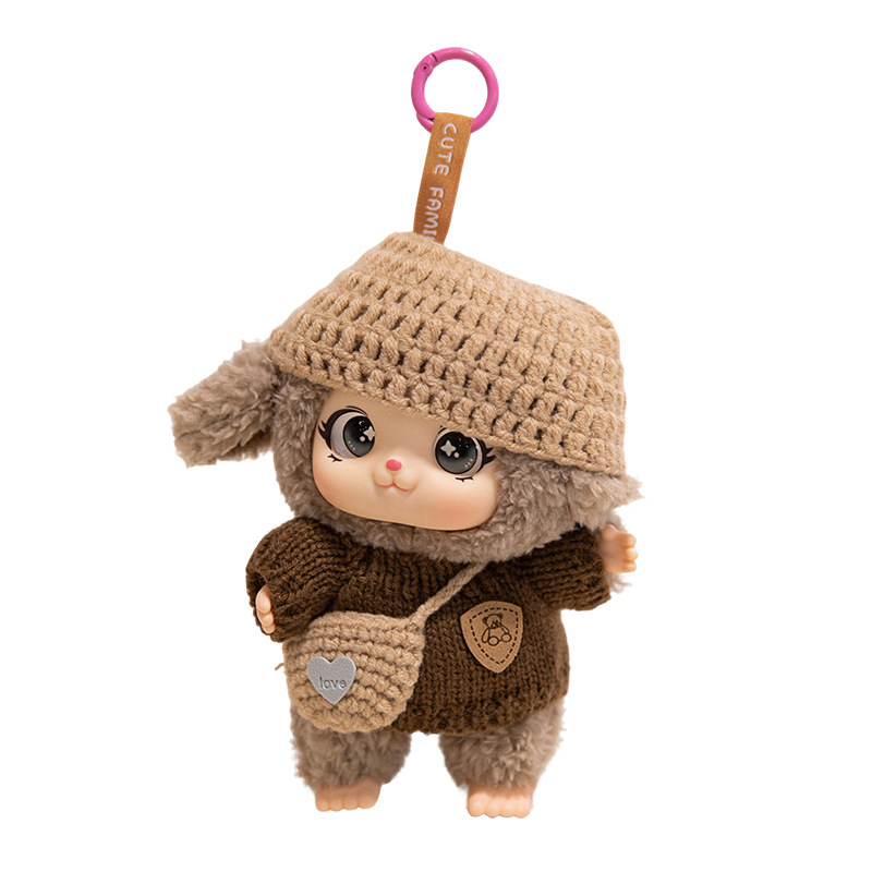 Cute silicona mascota familia colgante juguetes de peluche muñeca muñeca mochila muñeca llaveros muñeca