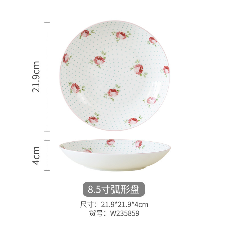 Juego de vajilla de porcelana de hueso de alto valor floral romántico, plato, cuchara, boda, nuevo hogar, vajilla de cerámica, tazón de sopa para el hogar image 15