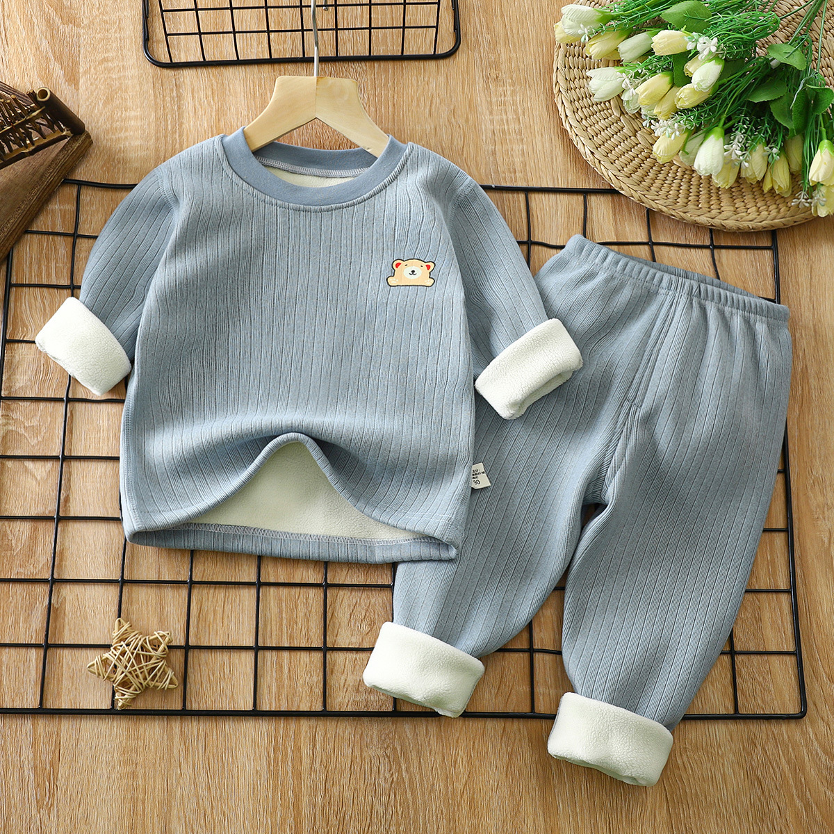 Trajes de calentamiento para niños más terciopelo engrosado otoño y invierno nuevo bebé ropa interior de fondo ropa interior de otoño para niños pantalones de otoño para niños