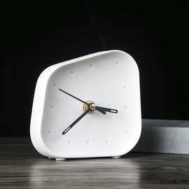 北欧砂岩静音台钟样板间电视机柜梳妆台桌面时钟创意装饰摆件座钟