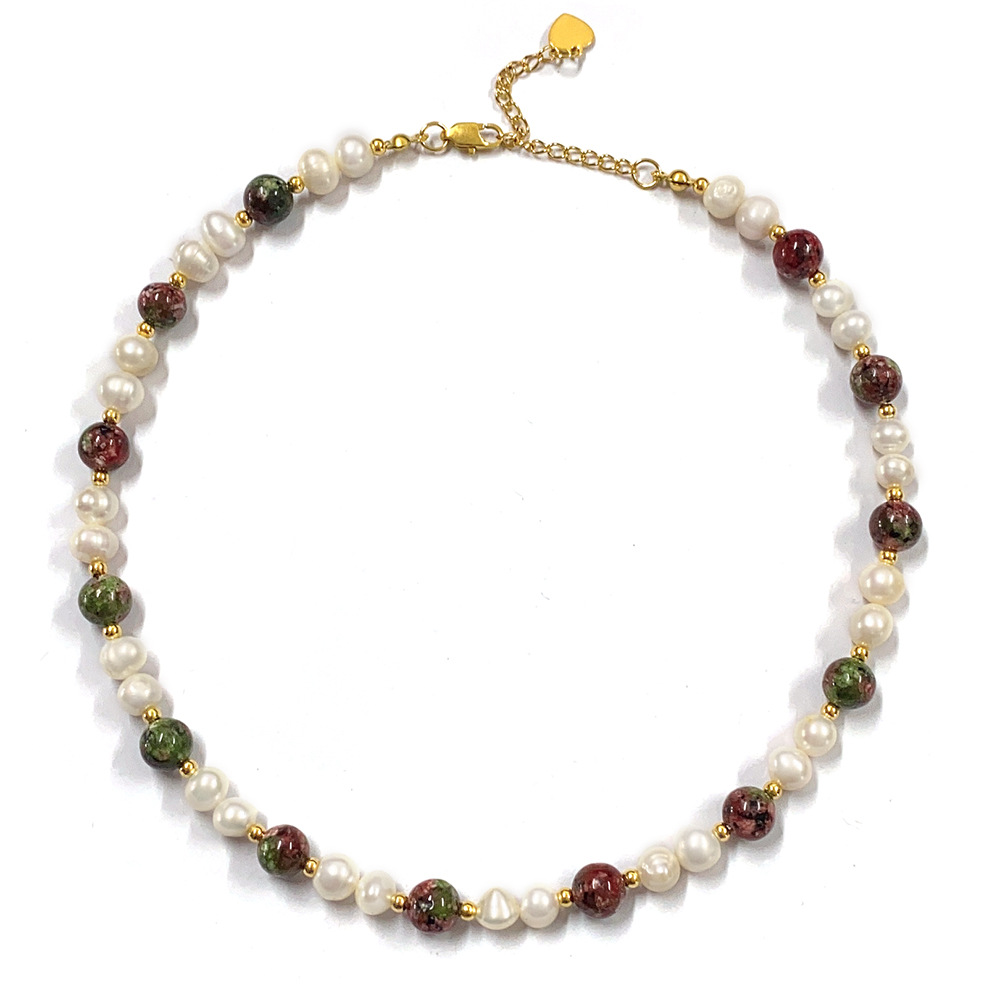 12g Weight 18K Gold Plated Plating Material Earrings, Necklace Classification 2 PCS/Package Quantity Holiday, Daily Occasion natural stone, Freshwater Pearl, Titanium Steel Material Round Pattern Women's Gender Beaded Design Elegant, Simple Style Style Elegant Simple Style Round Natural Stone Freshwater Pearl Titanium Steel Beaded 18K Gold Plated Women's Earrings Necklace 10