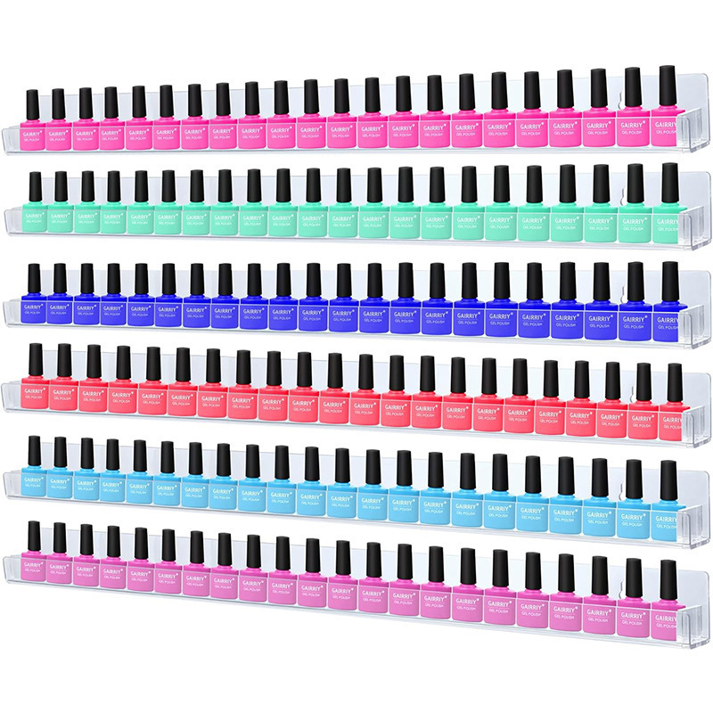 24-Inch 6-Pack Nail Polish Wall Rack Transparent Acrylic Nail Polish Storage Rack Can Hold 130-180 Bottles 24-Inch 6-Pack Nail Polish Wall Rack Transparent Acrylic Nail Polish Storage Rack Can Hold 130-180 Bottles