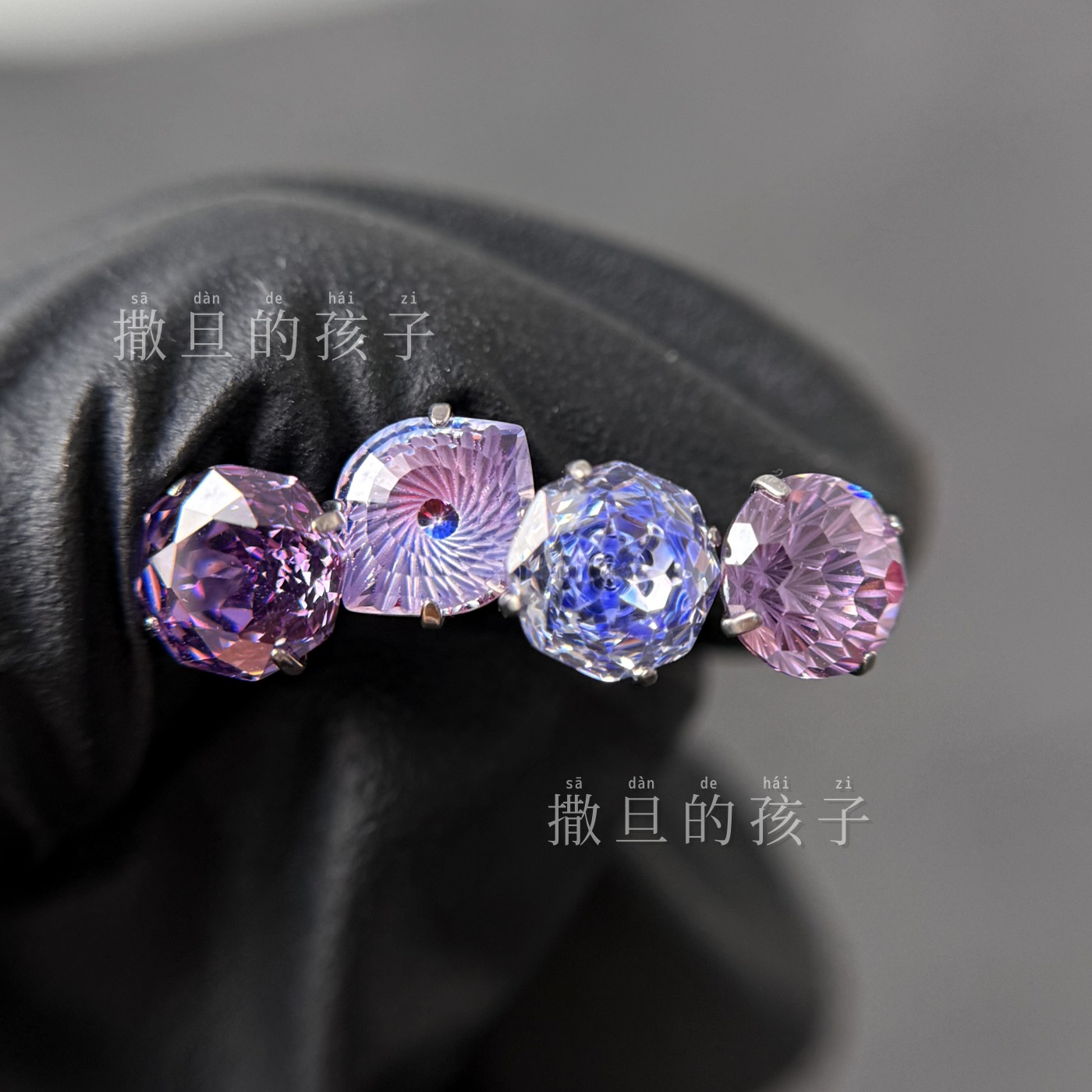 F136 Titanium Alloy Midsummer Night's Dream Purple Tongue Piercing Internally Threaded Sparkling Tongue Barbell detail image 9