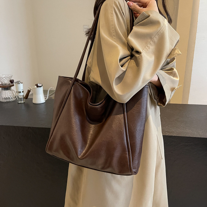Textured Laptop Shoulder Handbag Large Capacity Versatile Tote Bag_voghion.com