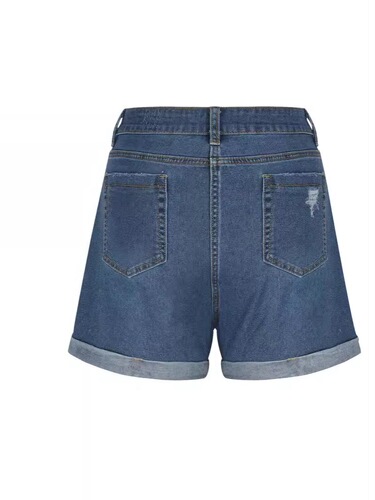 SC European and American cross-border supply for women's summer new straight slim fitted curly denim shorts