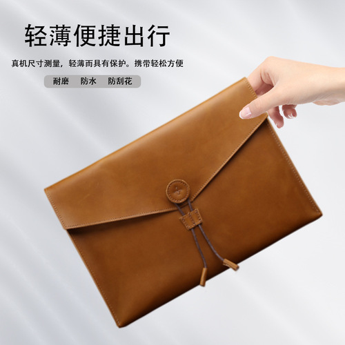 Source Factory Genuine Leather Business Briefcase A4 Paper Large Capacity Document Office Bag Crazy Horse Leather Bag Dropshipping