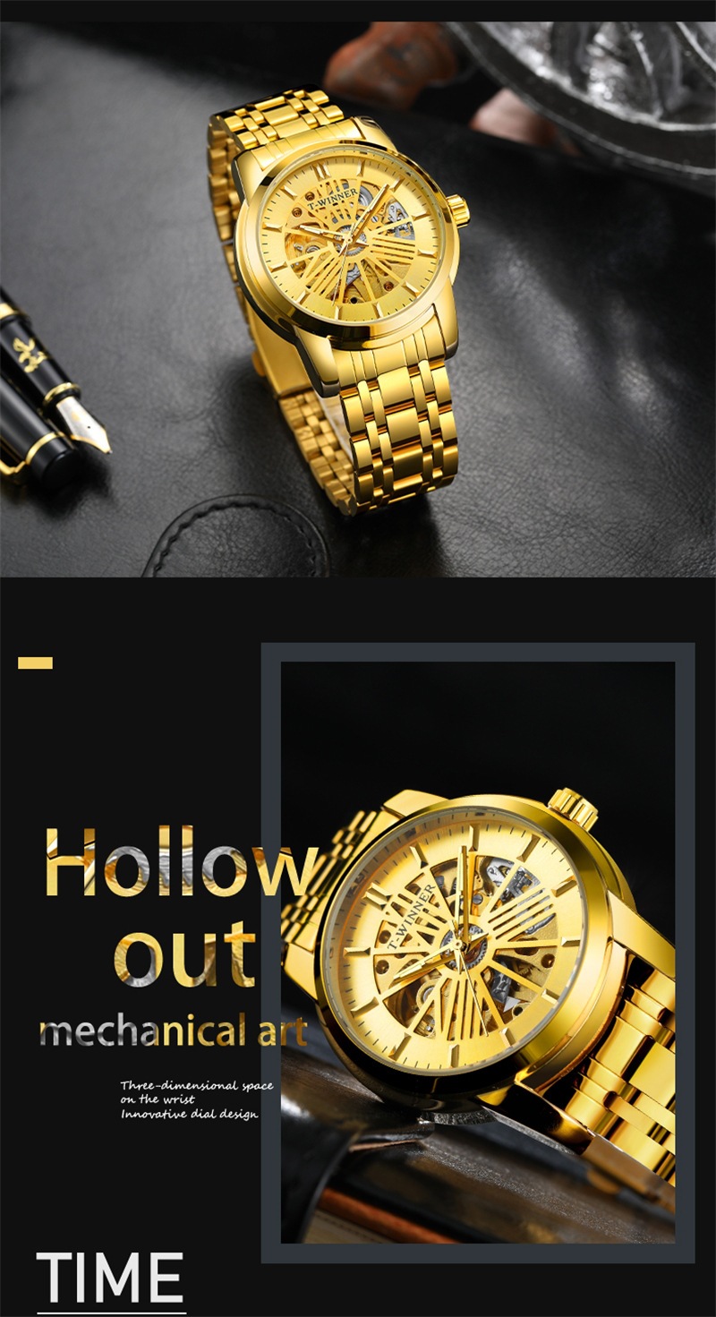 Mechanical Men's Watch With Round Dial And Luminous Hands_voghion.com