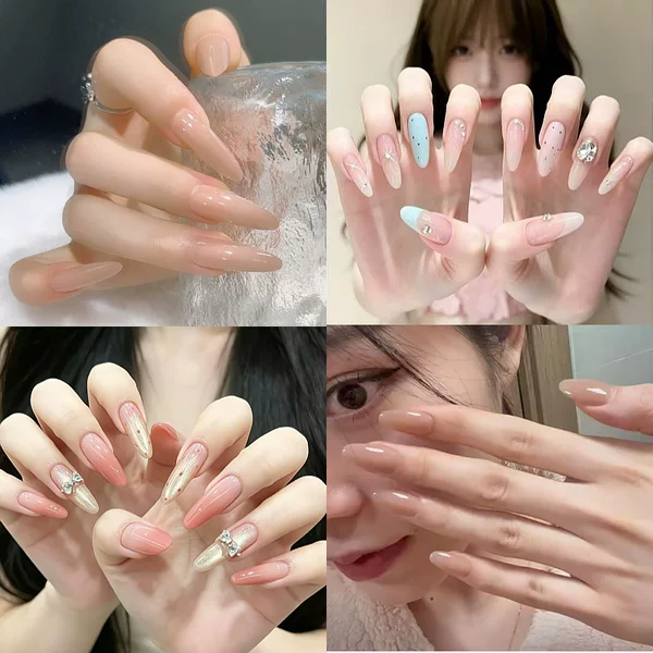 [Plain Water] Handmade Huan Huan Ganlu Temple Hua Fei Mold Face Wearing Armor Finished White Nude Manicure Pieces