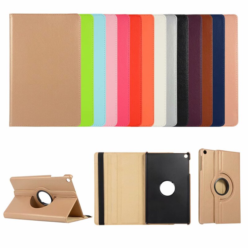 For Samsung Tab A7lite protective case T870 litchi T290 rotating S7 tablet P610 leather case