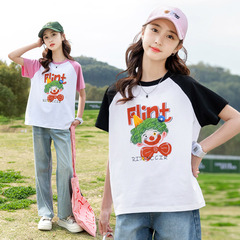 比比我服飾2024年夏季休閒風卡通圖案童T恤B類圓領設計一件代發