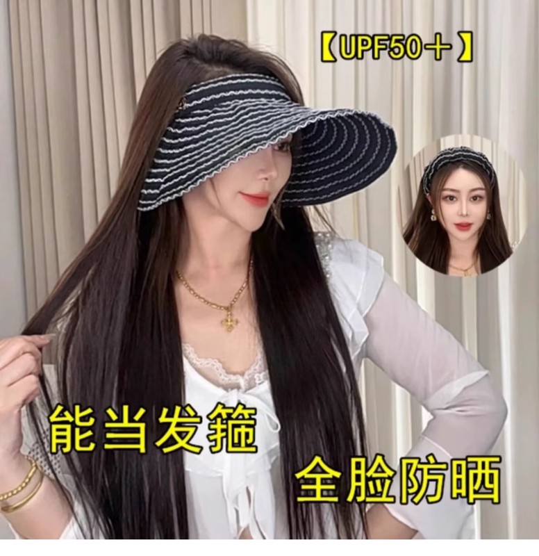 夏の女性用帽子は、韓国風の空のヘッドバンドサンハット布帽子多用途サンハット日焼け防止新しいスタイルを折りたたんで使用できます。|undefined