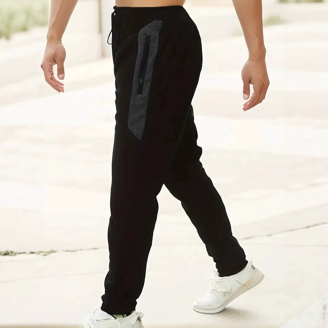 2025 мужские экспортные новые спортивные штаны для фитнеса однотонные флисовые повседневные брюки европейский и американский стиль спорта и отдыха