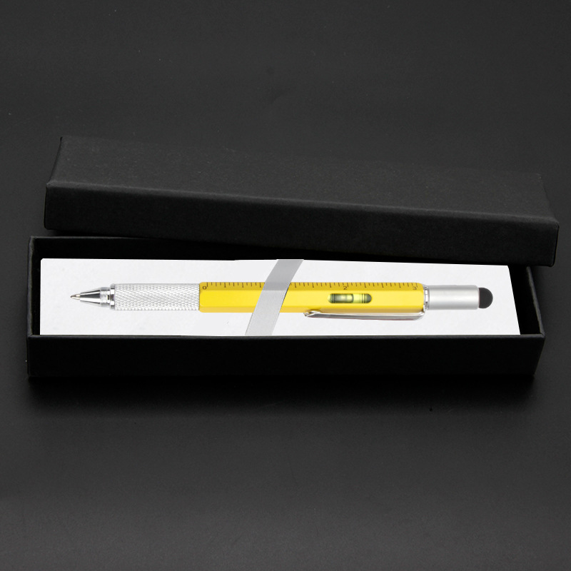 Cruz-frontera metal escala creativa regla pantalla táctil nivel Destornillador hexagonal 6-en-1 herramienta multifuncional pluma