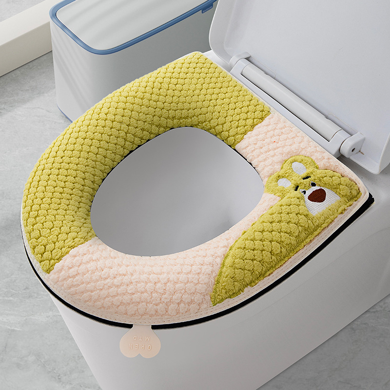 いちご熊チャック式トイレマット漫画座布団カバー汎用防水トイレ座布団カバートイレ座布団を厚くする|undefined