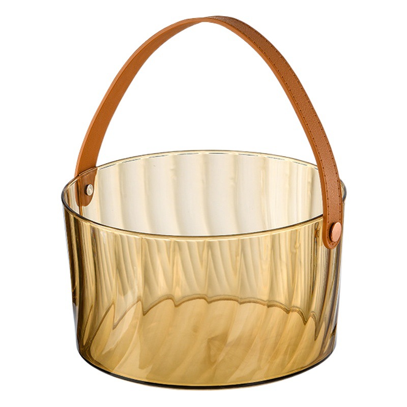 High-value creative round portable fruit basket outdoor picnic desktop storage basket ins style plastic transparent ice bucket