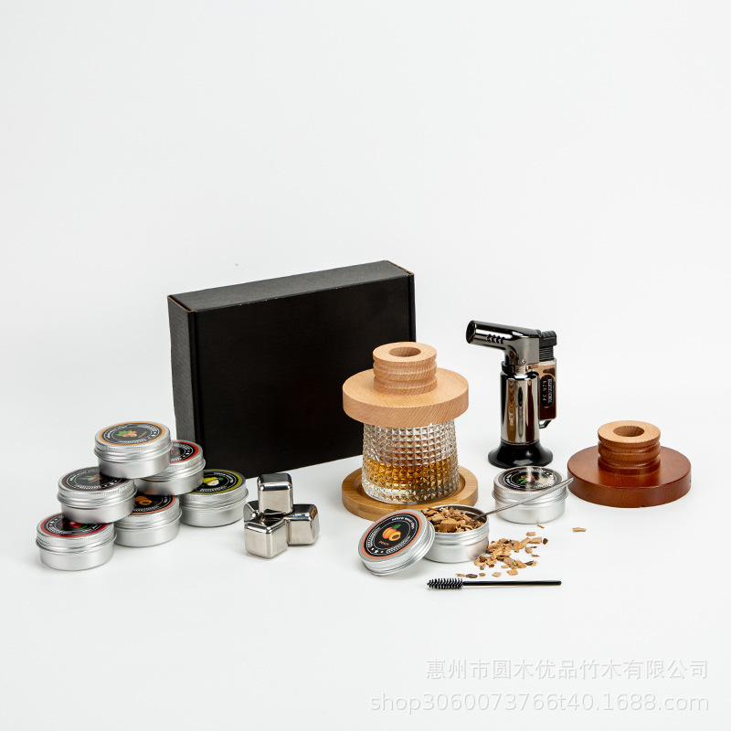 木製燻製器 カクテル・ワイン燻製器 分子料理人気商品 果樹屑燻製セット|undefined