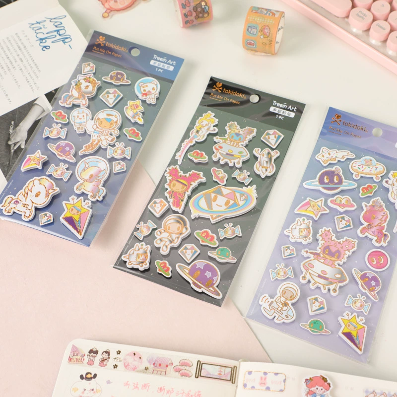 Многослойные наклейки Tokidoki Space (Qingyi Fang), милые мультяшные для скрапбукинга