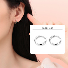S925純銀素圈耳環女簡約小眾幾何切面冷淡風高級感養耳洞耳釘耳圈