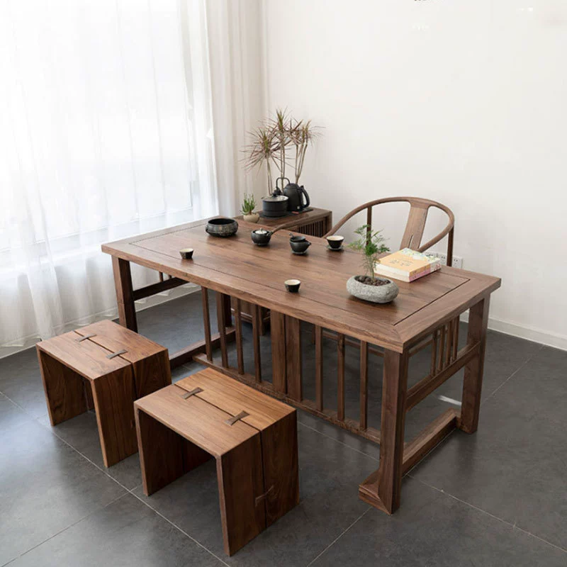 Твердый Деревянный Маленький черный орех Дзен чайный столик стул комбинация современный простой новый китайский чайный столик Дзен чайный столик