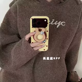 奶黄波点可爱木质小兔磁吸支架适用iPhone18promax苹果17手机壳16