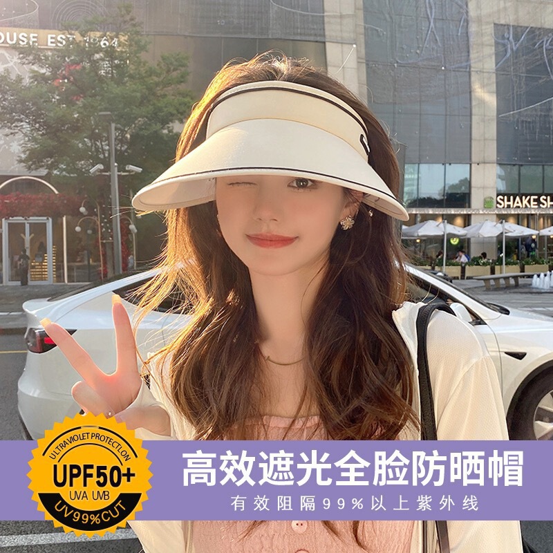 Upf50+ Sun Protection Hat Empty Top Hat Women's Summer Cycling Anti-Uv Sun Hat Versatile Large Brim Sun Hat