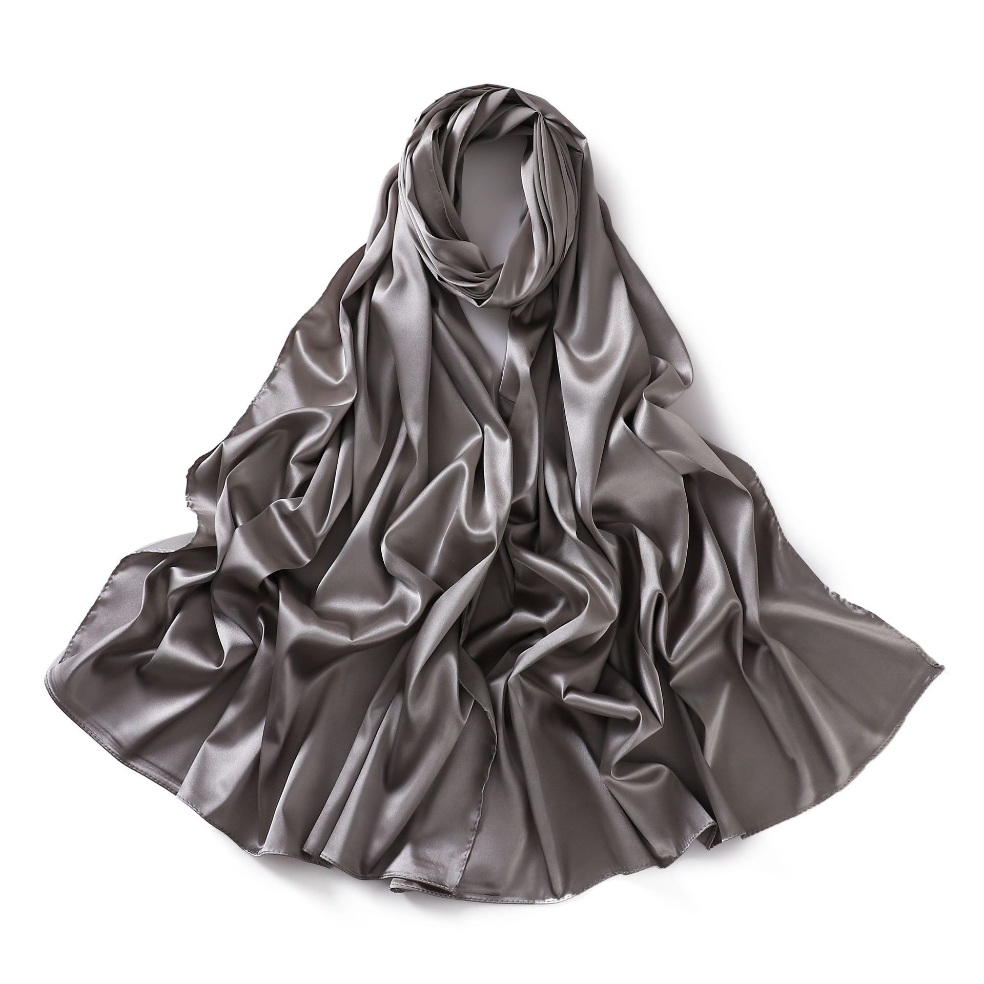 Solid Satin I mitation Lange Indonesische Monochrome Parel Kleur Ding Bag Hoofddoek Cover Vrouwen Zijden Sjaal_voghion.com