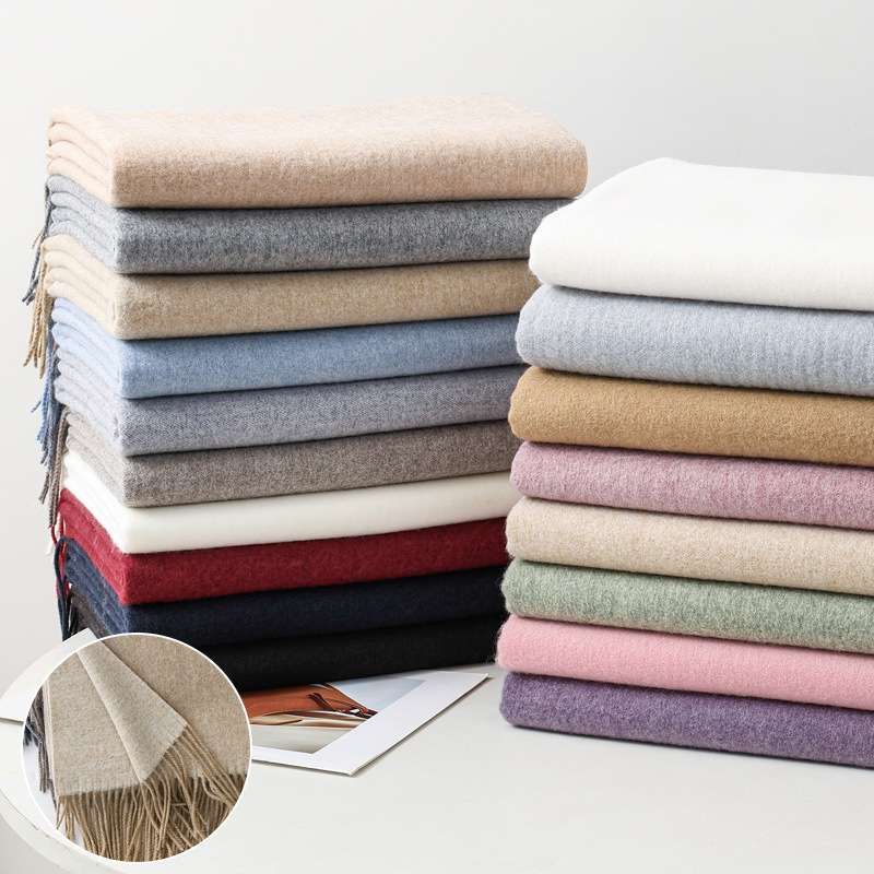 羊毛围巾韩系氛围感双面围巾女秋冬保暖男士披肩百搭羊绒围巾批发