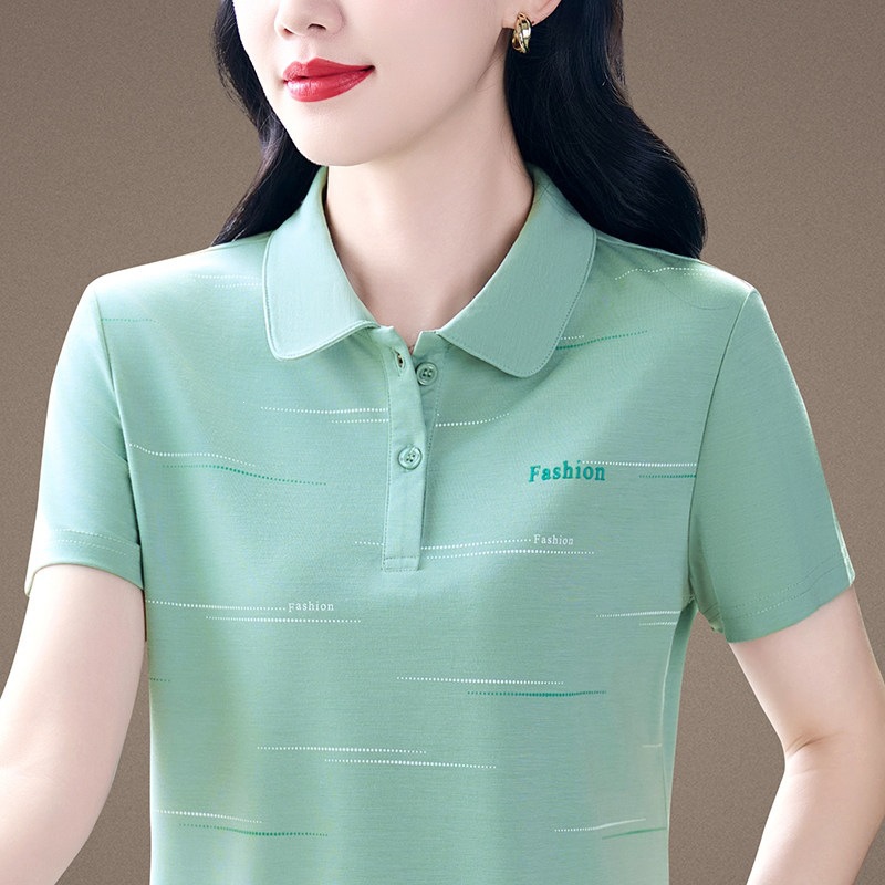 [Combed Cotton 95% Cotton 5% Spandex] Summer Versatile Stylish Chic and Youthful Design with Button Collar and Print Shorts