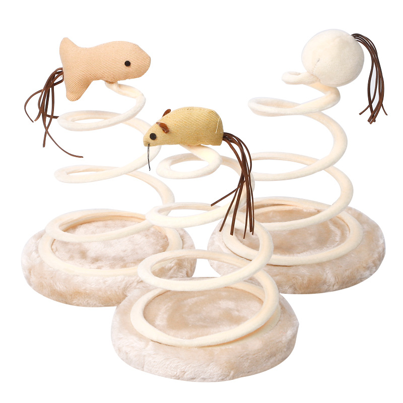 En stock al por mayor pipetao nuevo gato de juguete gato suministros espiral de alambre de acero primavera disco de lino