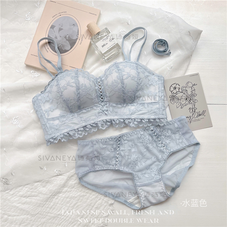 Otoño y el invierno nuevo romántico francés ropa interior de las mujeres encaje Palma taza pequeño pecho push up soporte superior transpirable cómodo traje sujetador