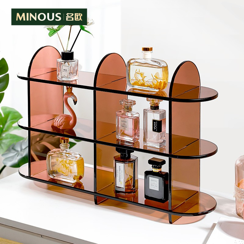 厂家直销半透亚克力板拼接展示架 丝杆纤维雕刻香水陈列架 亚克力