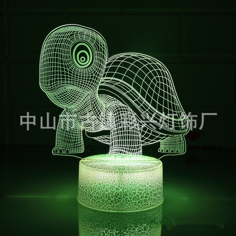 Cross-border explosions cartoon animal 3D night light crack touch remote control creative high-end bedroom bedside lamp