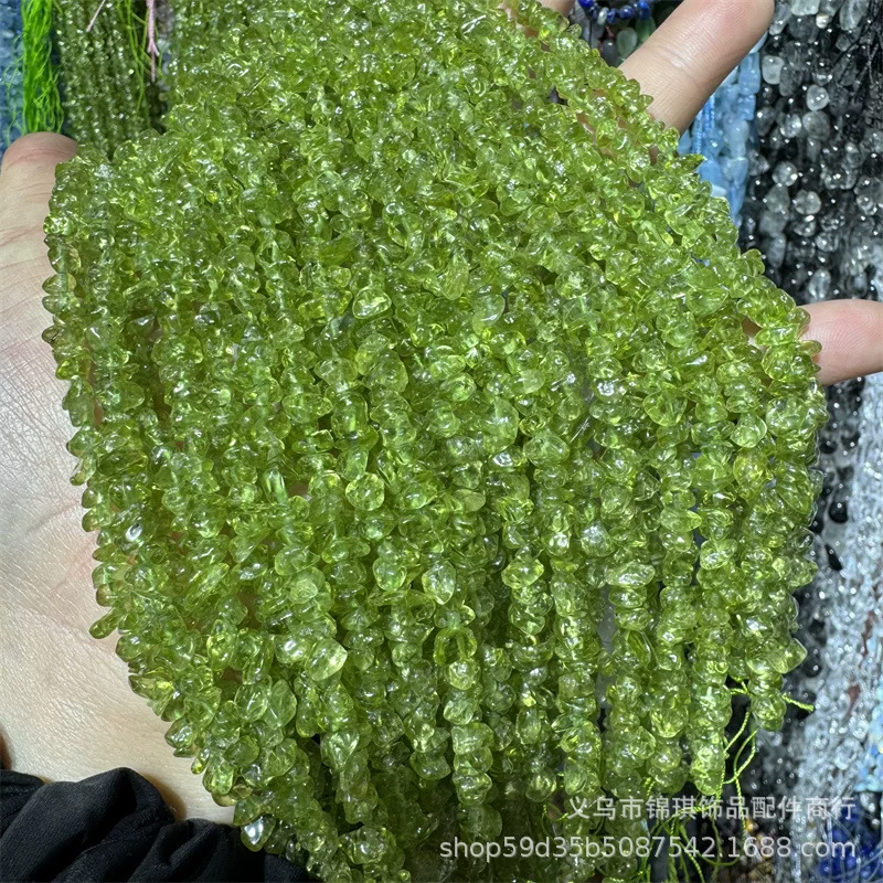 Peridot Chip Beads Natural Irregular Peridot Chips 3–8 mm, strands 40–80 cm, assorted counts