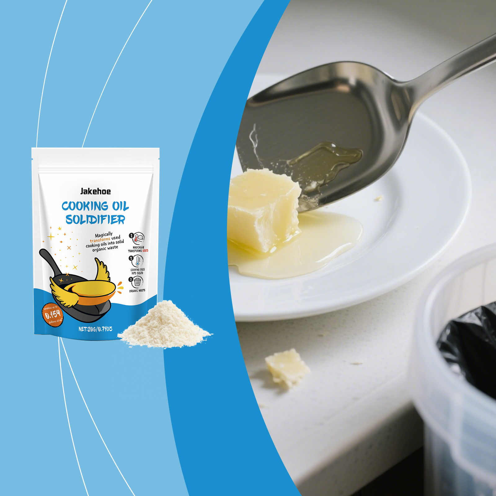 Jakehoe Waste Oil Coagulant Easily Handles Kitchen Edible Waste Oil Treatment and Various Grease Cleaning Coagulants