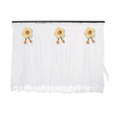 Sun Protection and Heat Insulation | Car curtains - embedded-corn-grid-double-layer-curtain-white-with-pumpkin-flower-beige