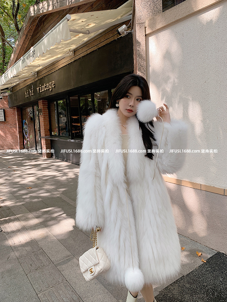 Genuine Fox Fur Coat Women Long Winter Warm Thicken Real Fox Fur