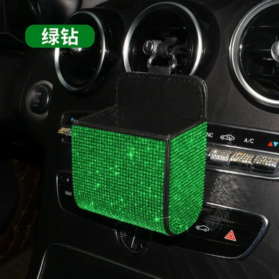 Multi-Functional Leather Storage Bag — Car storage bag/box - full-diamond-storage-bag-green-diamond
