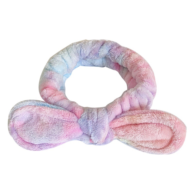 Europa y América transfronteriza arco colorido banda de pelo femenino cara lavado maquillaje elástico banda de pelo de felpa diadema accesorios para el cabello al por mayor