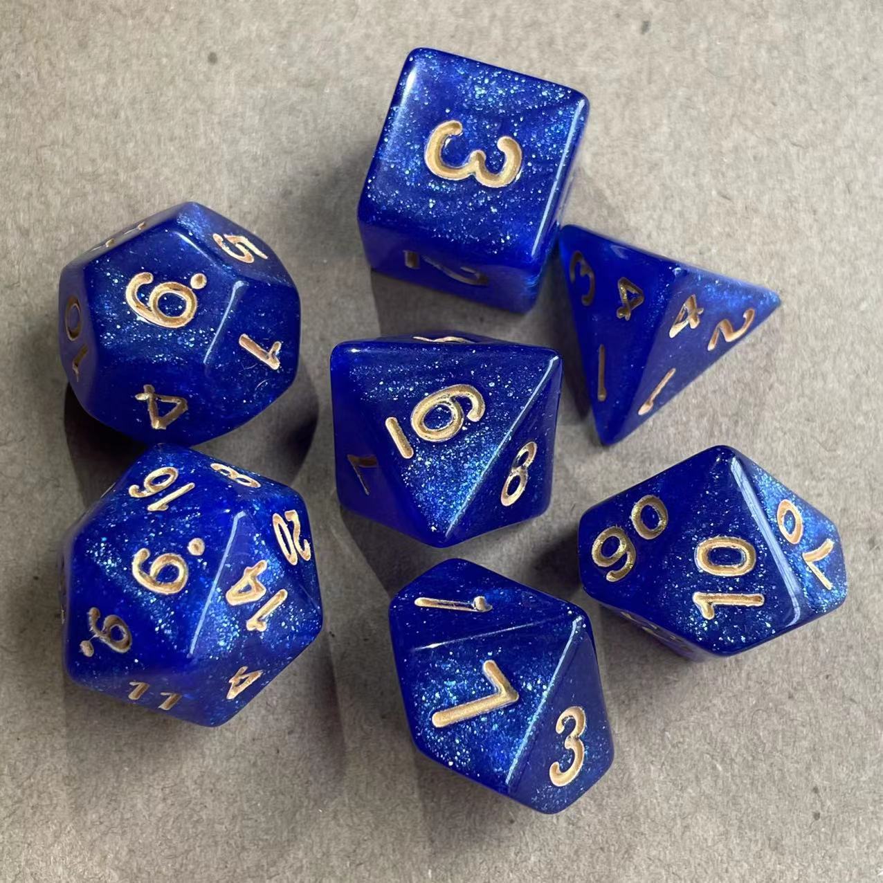 Juego de mesa de 7 piezas de dados de dos colores, juego de mesa de varios caras con brillo, cielo estrellado, juego de cartas, combinación de dados transfronterizos