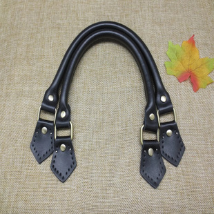 Diamond Leather Cowhide Hardware Ring Shoulder Bag with Handle Handle Handle DIY Handmade Accessories 42cm