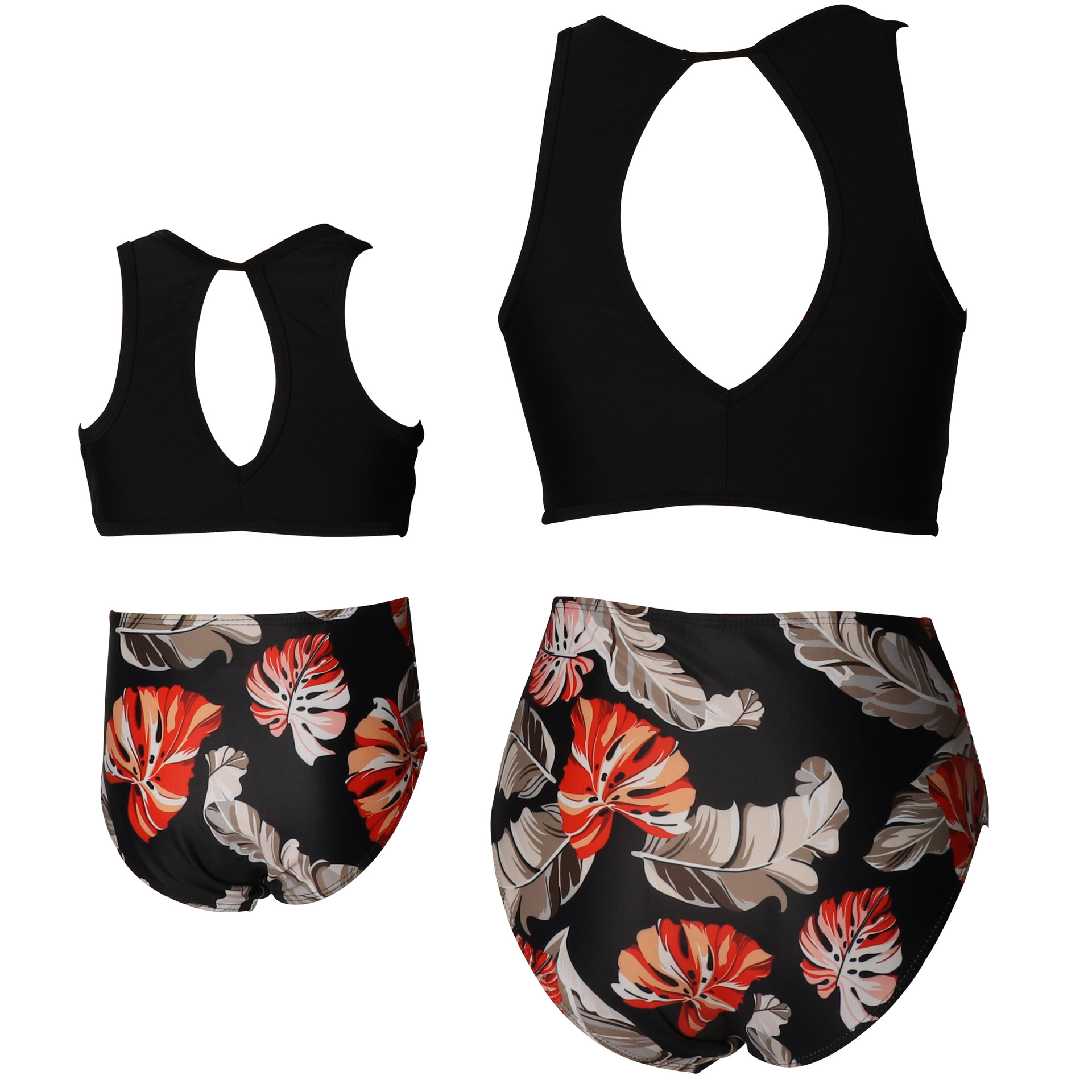 Hiyu Hot Spring Swimsuit European and American Style Mother-Daughter Bikini High-Waisted Swimwear Women's New Parent-Child Style Parent-Child Swimwear