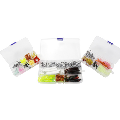 Hunting high lure lure lead head hook full set of boxed micro objects 75 pieces single tail soft bait T tail fake bait bionic lure cross-border