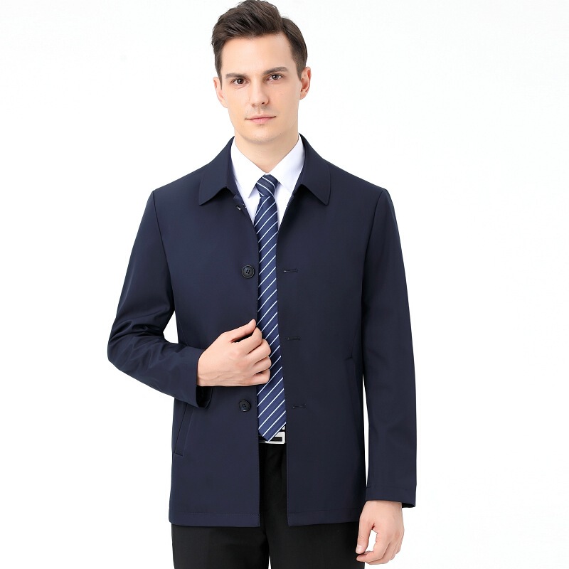Brand Middle-Aged Men's Mulberry Silk Jacket 2026 Spring and Autumn Turn-Down Collar Business Casual Jacket Buttoned Style Executive Coat Brand Middle-Aged Men's Mulberry Silk Jacket 2026 Spring and Autumn Turn-Down Collar Business Casual Jacket Buttoned Style Executive Coat