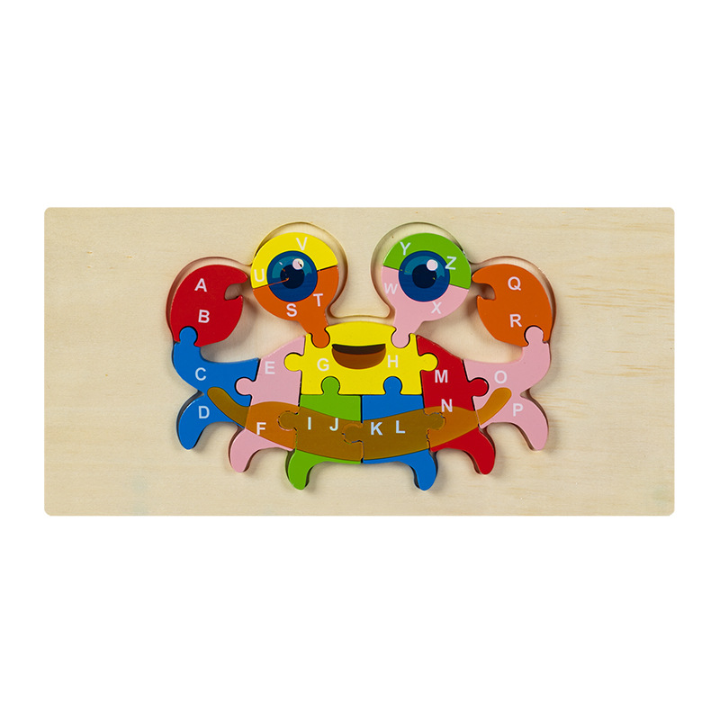 Rompecabezas para niños transfronterizos Animales cognitivos digitales dibujos animados rompecabezas tridimensional educación temprana para bebés iluminación juguetes de madera al por mayor